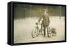 Man with Bicycle and Dog-null-Framed Stretched Canvas