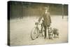 Man with Bicycle and Dog-null-Stretched Canvas