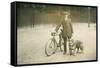 Man with Bicycle and Dog-null-Framed Stretched Canvas