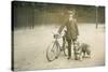 Man with Bicycle and Dog-null-Stretched Canvas