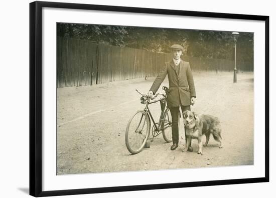 Man with Bicycle and Dog-null-Framed Photographic Print