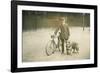 Man with Bicycle and Dog-null-Framed Photographic Print