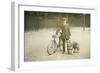 Man with Bicycle and Dog-null-Framed Photographic Print