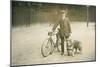 Man with Bicycle and Dog-null-Mounted Photographic Print