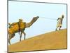 Man with Camel with Sam Sand Dunes, Thar Desert, Jaisalmer, Rajasthan, India-Keren Su-Mounted Photographic Print