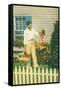 Man with Carrots in Yard-null-Framed Stretched Canvas