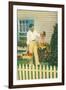 Man with Carrots in Yard-null-Framed Art Print