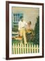 Man with Carrots in Yard-null-Framed Art Print