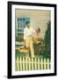 Man with Carrots in Yard-null-Framed Art Print