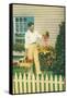 Man with Carrots in Yard-null-Framed Stretched Canvas