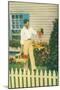 Man with Carrots in Yard-null-Mounted Art Print
