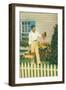 Man with Carrots in Yard-null-Framed Premium Giclee Print