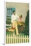 Man with Carrots in Yard-null-Framed Art Print