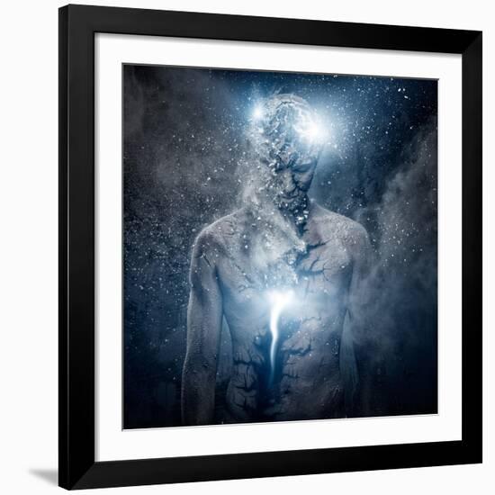 Man with Conceptual Spiritual Body Art-NejroN Photo-Framed Art Print