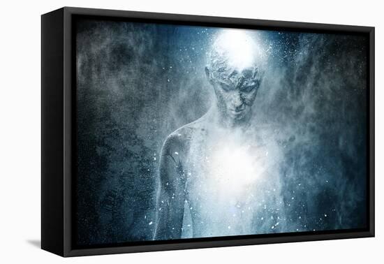 Man with Conceptual Spiritual Body Art-NejroN Photo-Framed Stretched Canvas