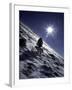 Man with Dog Climbing Arapahoe Peak in Strong Wind and Snow, Colorado-Michael Brown-Framed Photographic Print