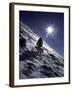 Man with Dog Climbing Arapahoe Peak in Strong Wind and Snow, Colorado-Michael Brown-Framed Photographic Print