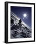 Man with Dog Climbing Arapahoe Peak in Strong Wind and Snow, Colorado-Michael Brown-Framed Photographic Print