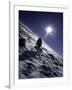 Man with Dog Climbing Arapahoe Peak in Strong Wind and Snow, Colorado-Michael Brown-Framed Photographic Print