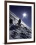 Man with Dog Climbing Arapahoe Peak in Strong Wind and Snow, Colorado-Michael Brown-Framed Photographic Print