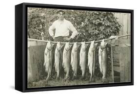 Man with Fish Hanging on Pole-null-Framed Stretched Canvas