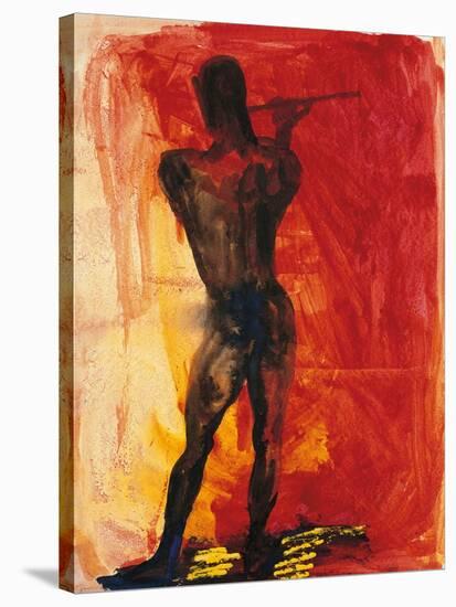 Man with Flute-Rainer Fetting-Stretched Canvas