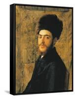 Man with Fur Hat-Isidor Kaufmann-Framed Stretched Canvas