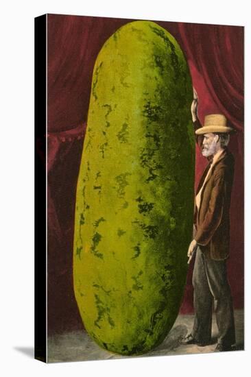 Man with Giant Watermelon-null-Stretched Canvas