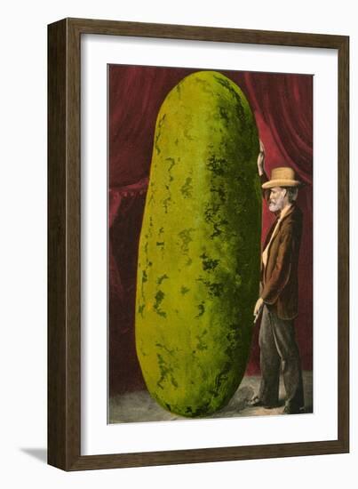 Man with Giant Watermelon-null-Framed Art Print