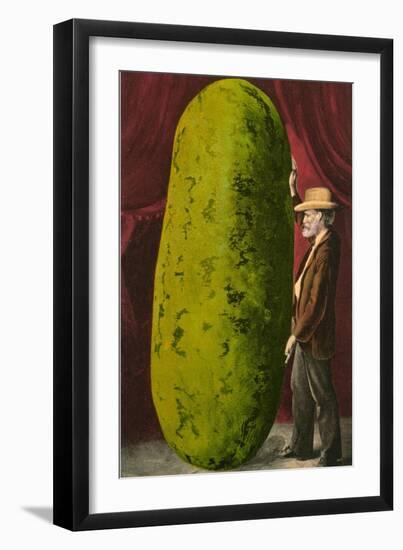 Man with Giant Watermelon-null-Framed Art Print