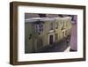 Man with Hat in Old Street with Pink and Yellow Coloured Buildings, Tallinn, Estonia, Europe-Eleanor-Framed Photographic Print