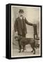 Man with his Black Labrador-null-Framed Stretched Canvas