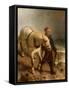 Man with Horse and Lantern-null-Framed Stretched Canvas