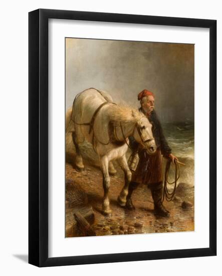 Man with Horse and Lantern-null-Framed Giclee Print