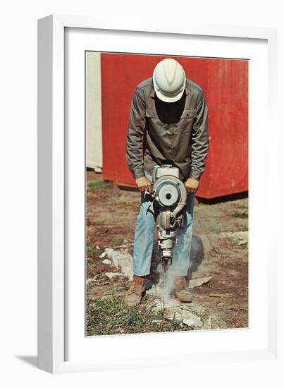 Man with Jackhammer-null-Framed Art Print