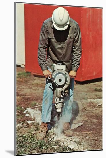 Man with Jackhammer-null-Mounted Art Print