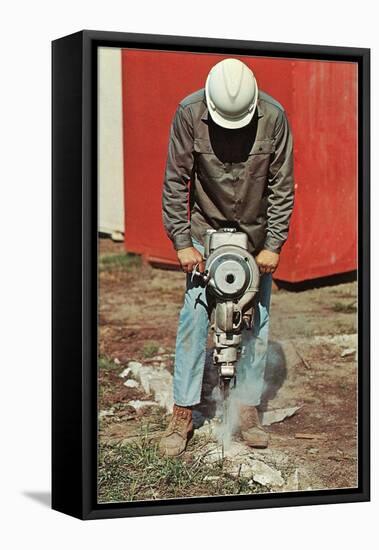 Man with Jackhammer-null-Framed Stretched Canvas