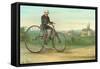 Man with Large Tricycle-null-Framed Stretched Canvas