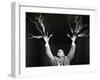 Man with Lightning Shooting from Fingers (B&W)-Hulton Archive-Framed Photographic Print