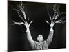 Man with Lightning Shooting from Fingers (B&W)-Hulton Archive-Mounted Photographic Print