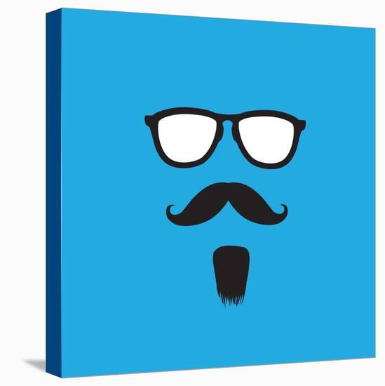 Man with Old Style Mustache, Beard & Sunglasses Vector-smarnad-Stretched Canvas