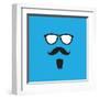 Man with Old Style Mustache, Beard & Sunglasses Vector-smarnad-Framed Art Print