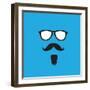 Man with Old Style Mustache, Beard & Sunglasses Vector-smarnad-Framed Art Print