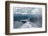 Man with Open Arms at Roy's Peak Iconic Lookout in Winter Season. Wanaka, New Zealand-Andres Jacobi-Framed Photographic Print