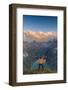 Man with outstretched arms enjoying sunset over lake Limmernsee standing on top of rocks-Roberto Moiola-Framed Photographic Print