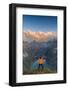Man with outstretched arms enjoying sunset over lake Limmernsee standing on top of rocks-Roberto Moiola-Framed Photographic Print