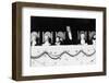 Man with Row of Seated Puppets-null-Framed Photo