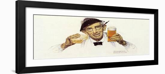 Man with Sandwich and Glass of Beer-Norman Rockwell-Framed Giclee Print