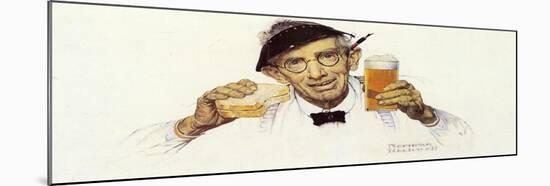 Man with Sandwich and Glass of Beer-Norman Rockwell-Mounted Giclee Print