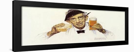 Man with Sandwich and Glass of Beer-Norman Rockwell-Framed Giclee Print